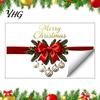 Winter Party Window Ornaments Gold Merry Christmas Clings, Decorative PVC Decals for Holiday Durable Home Glass Decor, Waterproof Removable