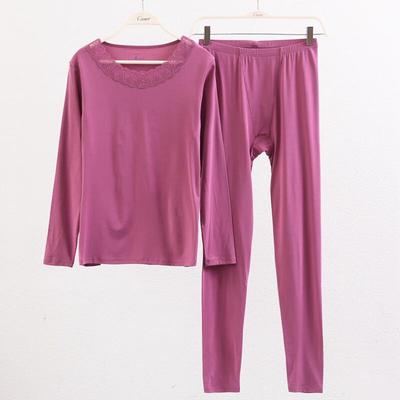 CASER Women's Lace-Trim Thermal Underwear Set