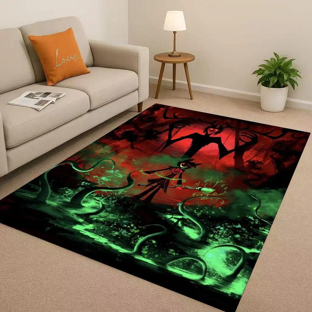 3D Cartoon H-Hazbin Hotel Angel Dust Alastor Living Room Non-Slip Area Rug Soft Carpet for Bedroom Sofa ,Easy Clean Home Doormat
