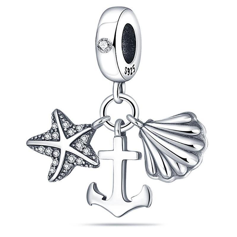 Copper Rudder Anchor Blue Cruise Ship Spacer Beads Pendants Charms Fit Original Bracelets Diy Jewelrymaking
