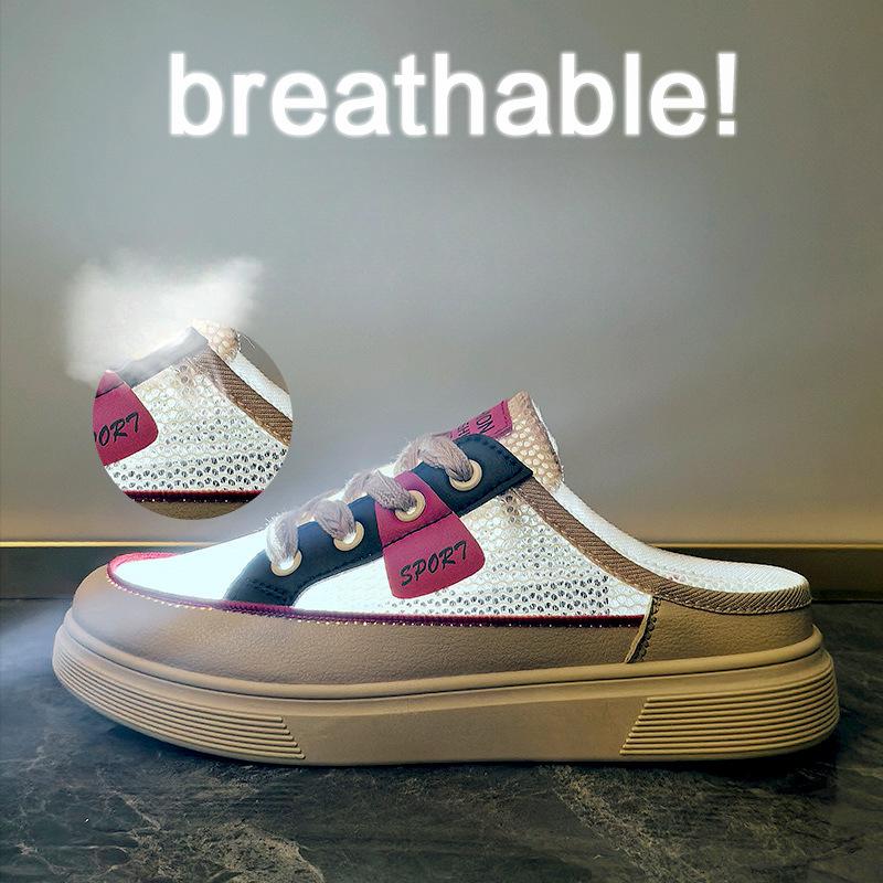 New Summer White Shoes for Female Students' Thick Sole Heightened Mesh Breathable Casual Shoes