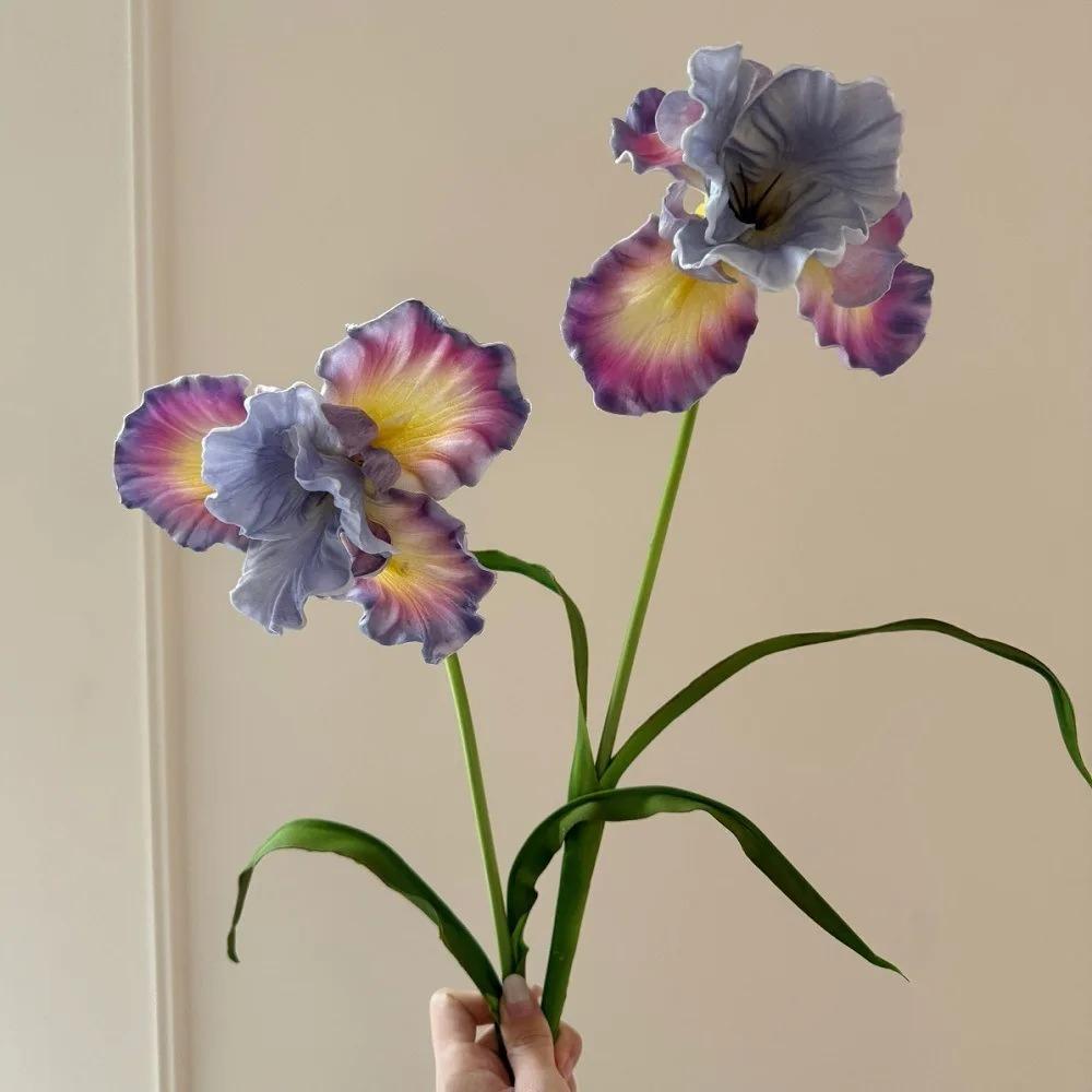 1pc Purple Artifical Iris Flower PU Elegance for Home Decor Room Wedding Party Realistic Dining Table Floral Arrangements Spring
