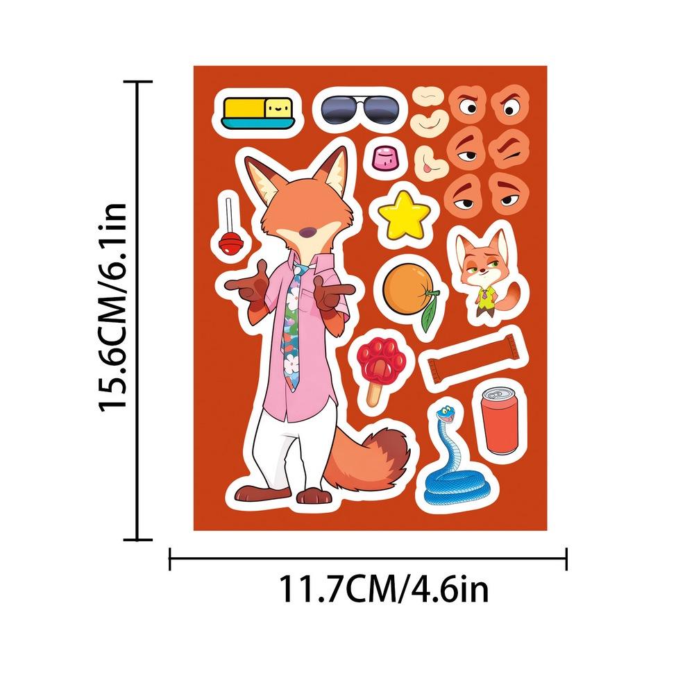 Disney Aesthetic Face Making Zootopia 2 Sheets Stickers DIY Kids Toys Kids Jigsaw Puzzles Party Decoration Reward Gifts