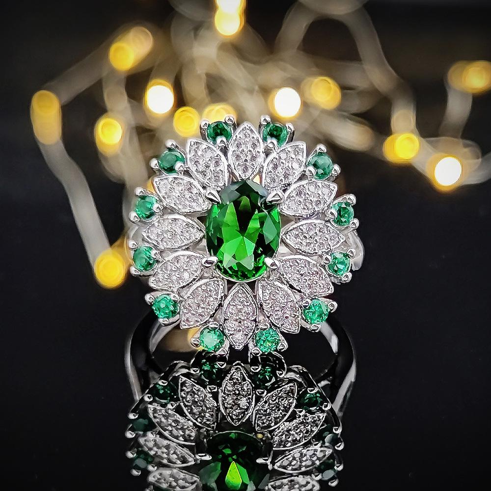 European and American Light Luxury Sapphire Open Ring for Women