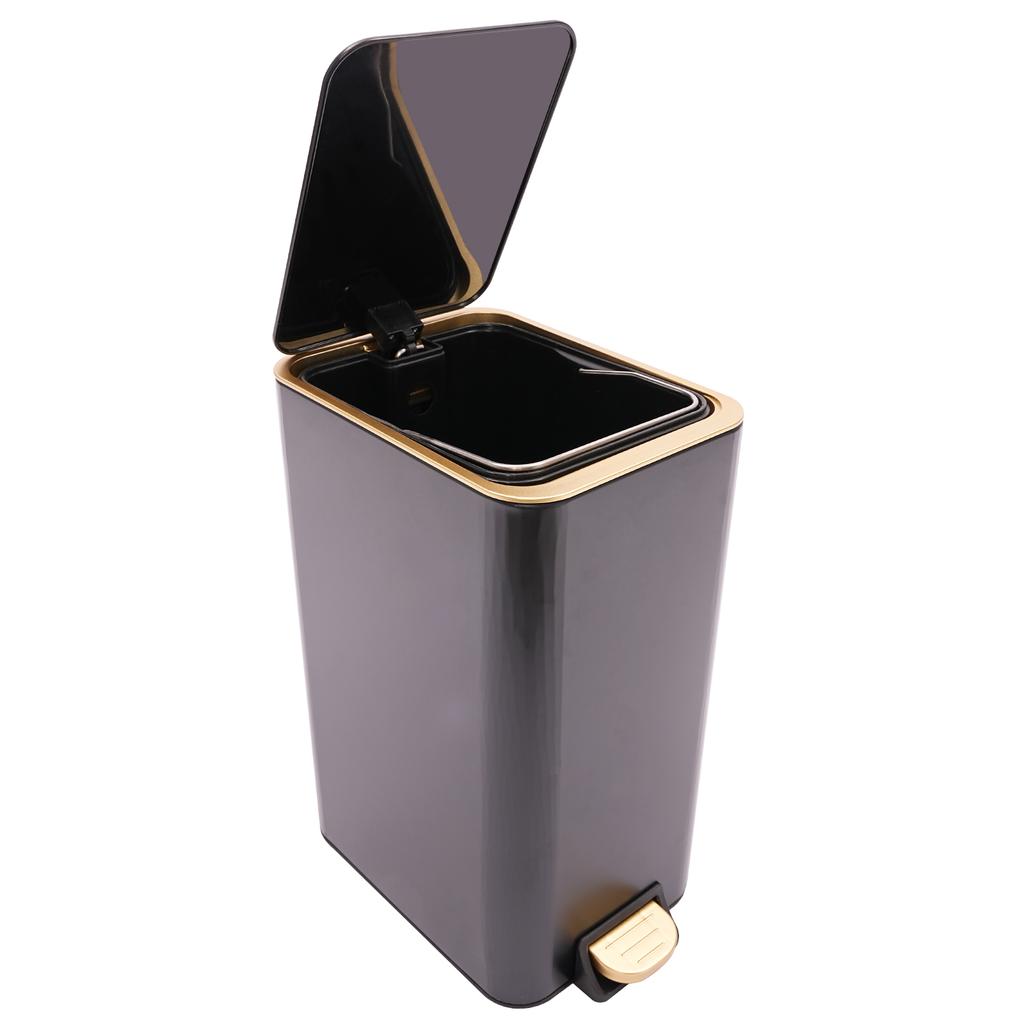 Badezimmer-Mülleimer mit Deckel Soft-Close, 12 Liter Edelstahl-Mülleimer mit Toilettenbürste, Rechteckiger Treteimer