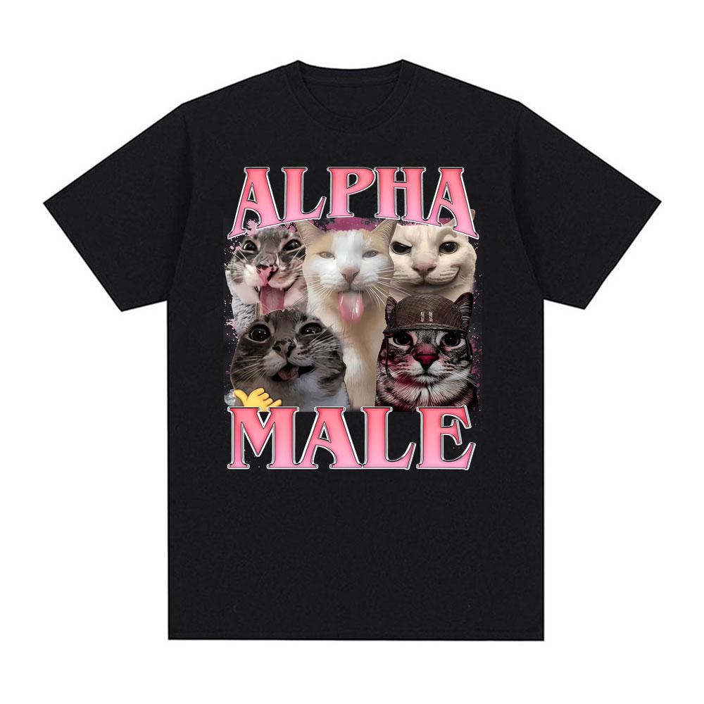 

Alpha Male Funny Cat Meme T-Shirt Men s Clothing Harajuku Fashion Classic Summer Tee Shirt Casual Oversized High Quality T Sh... S разноцветный