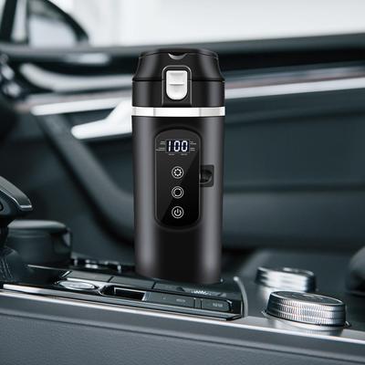 500ML Hordozható Elektromos Autós Vízforraló 12V/24V LCD Kijelző Fűtés Autós Bögre Kávéfőző Forróvíz Forraló Palack Fűtő Bögre