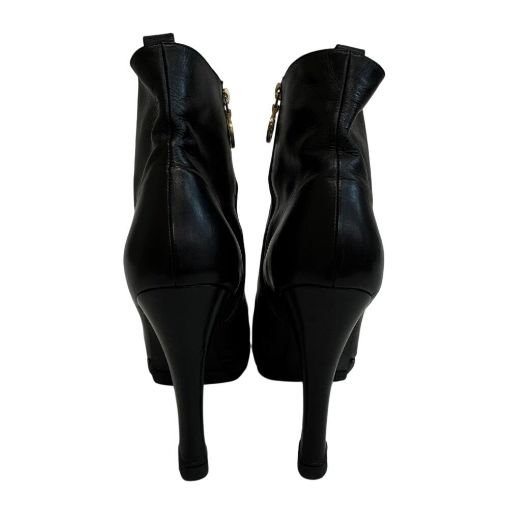 CHANEL short COCO Mark Matrasse leather boots black leather Used