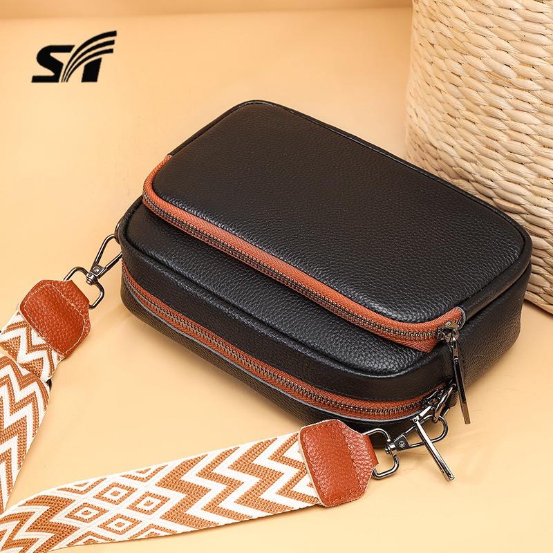 Women's Bag High-end Simple Messenger Bag First Layer Cowhide Versatile Shoulder Small Square Bag Niche Versatile Women's Bag