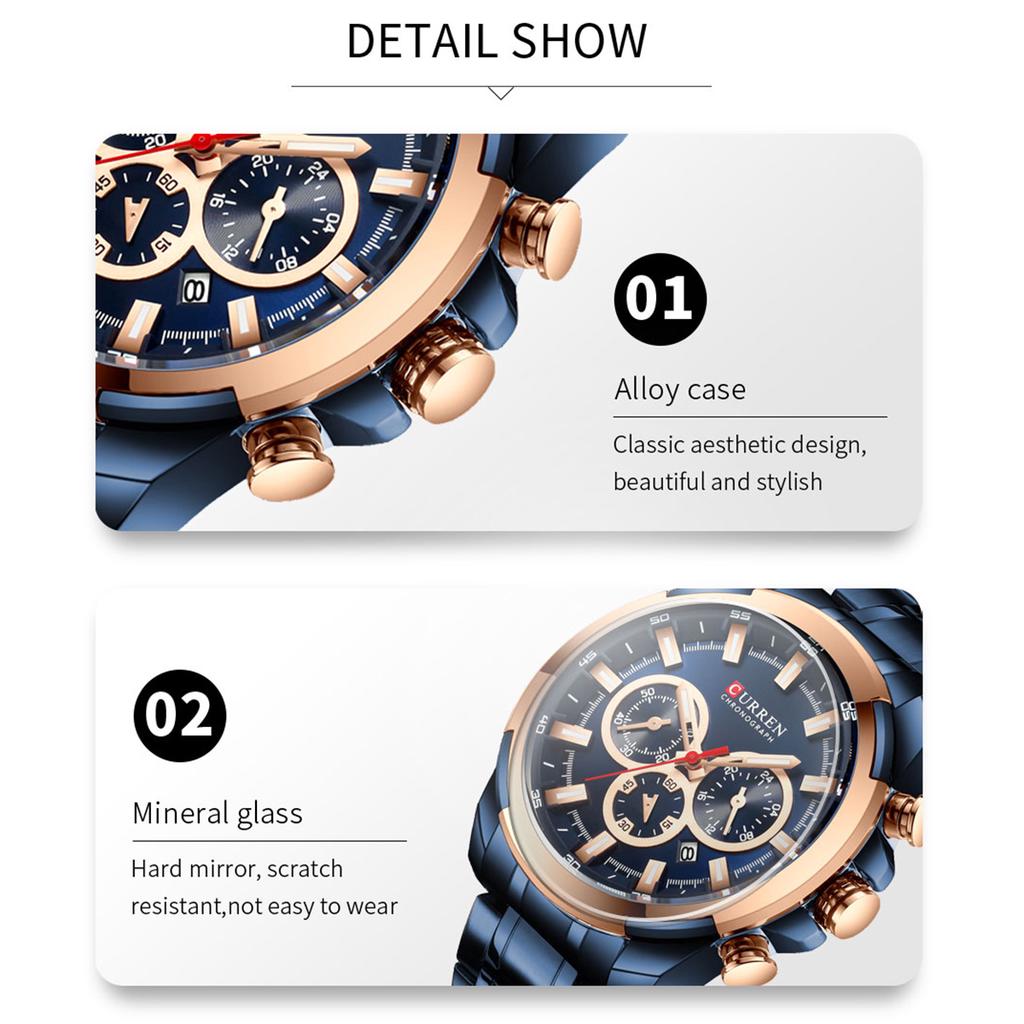 CURREN 8361 Quarz-Mann-Armbanduhr für Herren-Herrenuhren mit Kalenderanzeige und Datum