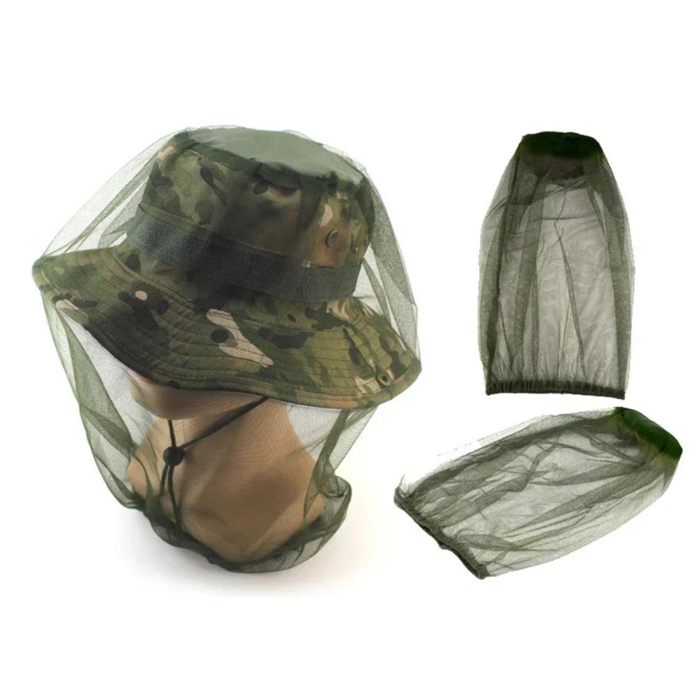 Outdoor Mosquito Head Net Hat Extra Large Fine Mesh Bug Proof Face Cover Camping Hiking Fishing Lightweight Reusable Protection