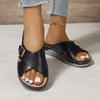 Fashion Buckle Platform Slippers Women Summer Outdoor Med Heels Casual Slides Woman Pu Leather Cross Strap Light Sandals 2026