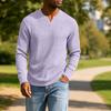 Men's Casual V-Neck Long Sleeve Shirt Loose Fit Top