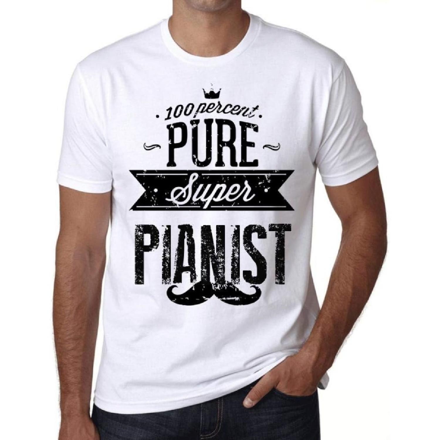

Men s Graphic T-Shirt 100% Pure Super Pianist Eco-Friendly Limited Edition Short Sleeve Tee-Shirt Vintage Birthday Gift Novelty White 3XL XXXXXL