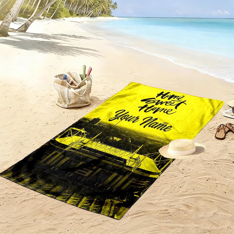 Personalisierbares BVB-Print Strandtuch, Großes Weiches Schnelltrocknendes Handtuch für Strand Camping Schwimmen -HE201
