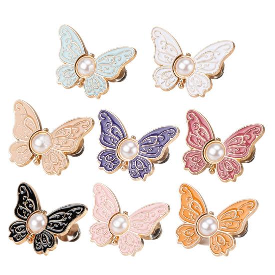 2Pcs Waist Butterfly Clips Reusable No Sew Pants Waist Tightener Buckle Clasp Detachable Butterfly Waist Cinching Button for Loose Jeans