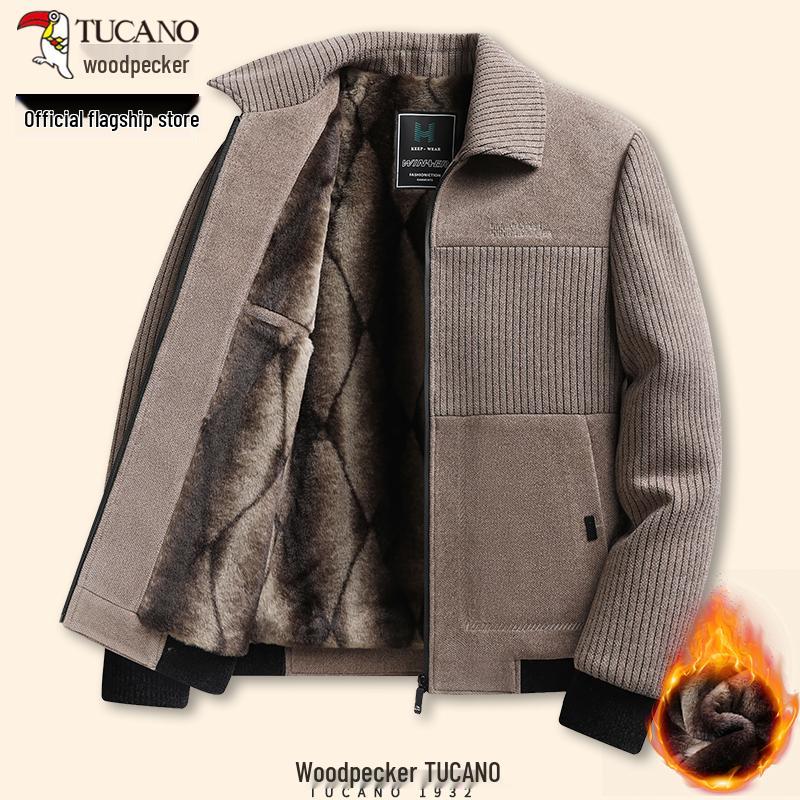 Woodpecker Men's Fleece-Lined Wool Overcoat - Turn-Down Collar