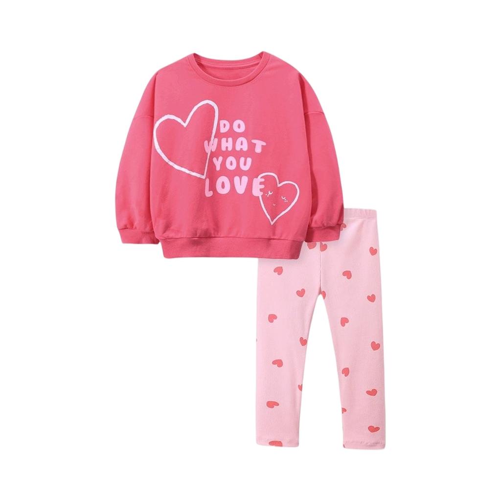 Cute Long Sleeve Cartoon Kids Set - Casual T-Shirt Outfit