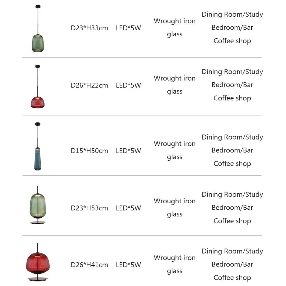 Retro Glass Pendant Light Medieval Colorfull Hanging Lamp For Restaurant Living Room Bar Bedroom LED Vintage Creative Chandelier