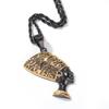 Trendy zlato černá s egyptským vzorem Přívěsek Kleopatra z nerezové oceli Studentský mužský a ženský oblíbený retro hip-hopový ornament
