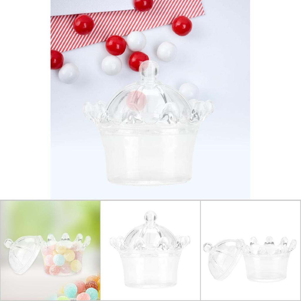 12Pcs Gift Bags Transparent Crown Plastic Box For Party Gift Chocolate Boxs;Pink: