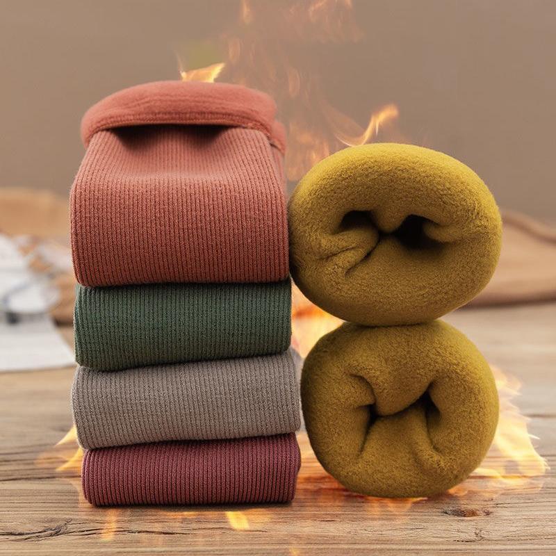 Female Winter Fleece Warm Socks Soft Comfortable Solid Color Home Floor Thick Stocking Soft Boots Sleeping Socks New