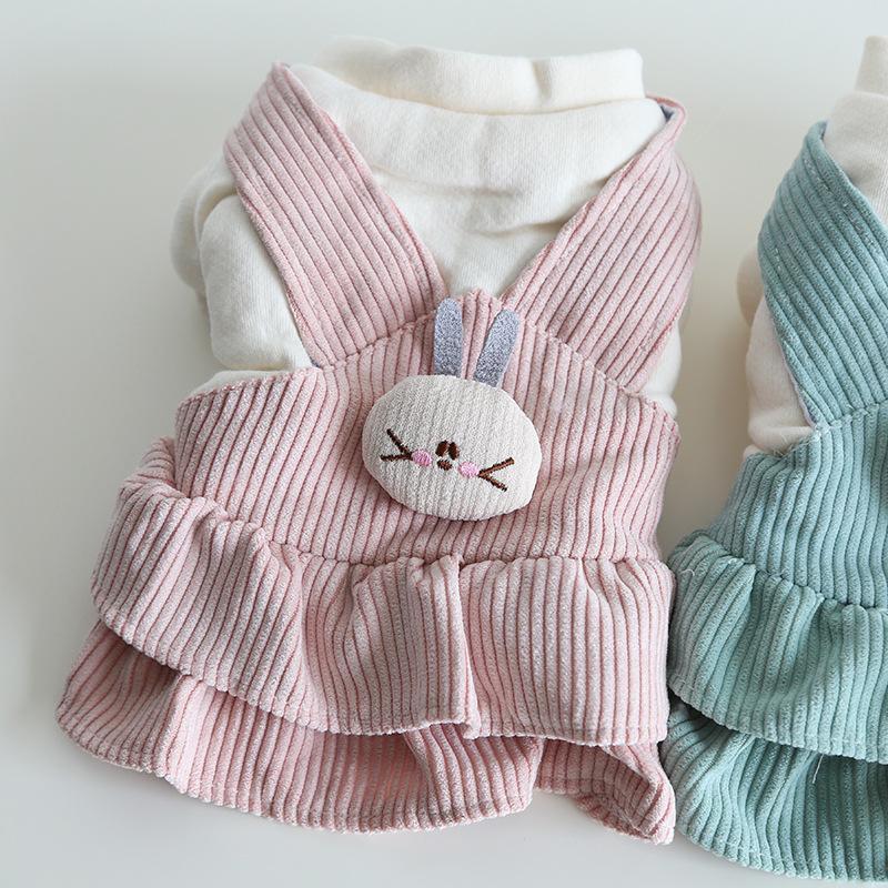 Nini Rabbit Velvet Suspender Skirt 2023 Autumn/Winter Cat Clothes Pet Clothes Dog Clothes Dog Dress Pet Clothes