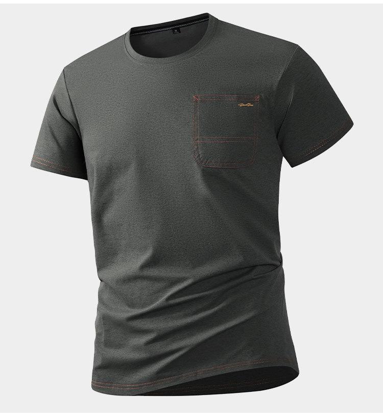 Men's Summer Casual Round Neck T-Shirt with Decorative Seams