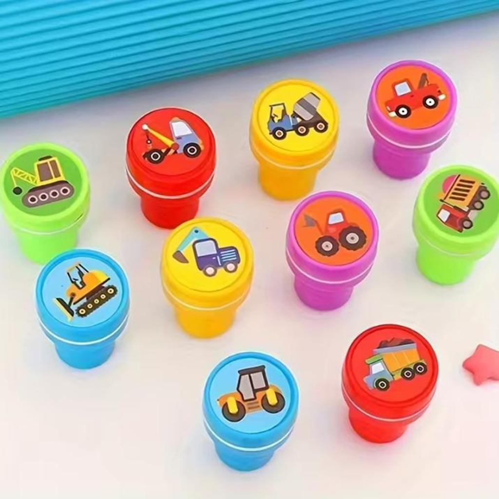 10Pcs Construction Vehicle Stamper Kid Educational Stamping Tool For Kid Art Craft Classroom Reward And Notebook Journal