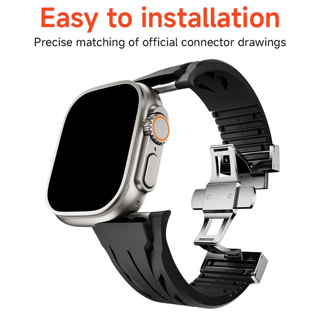 Ultra Silicone Cut To Size Band for Apple Watch 46mm 45 44mm Premium Bracelet for Iwatch Ultra3 49mm Series 11 10 9 8 7 Se 6 5 4