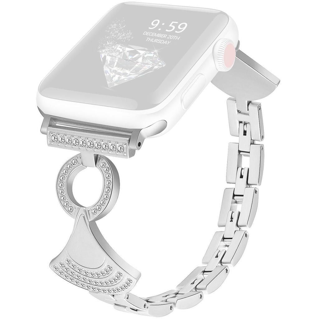 Stainless Strap for Apple Watch Series 11 10 42mm/9 8 7 41mm/SE3 SE2 SE 6 5 4 40mm/3 2 1 38mm Shell Shape Rhinestone Decor Watch Band