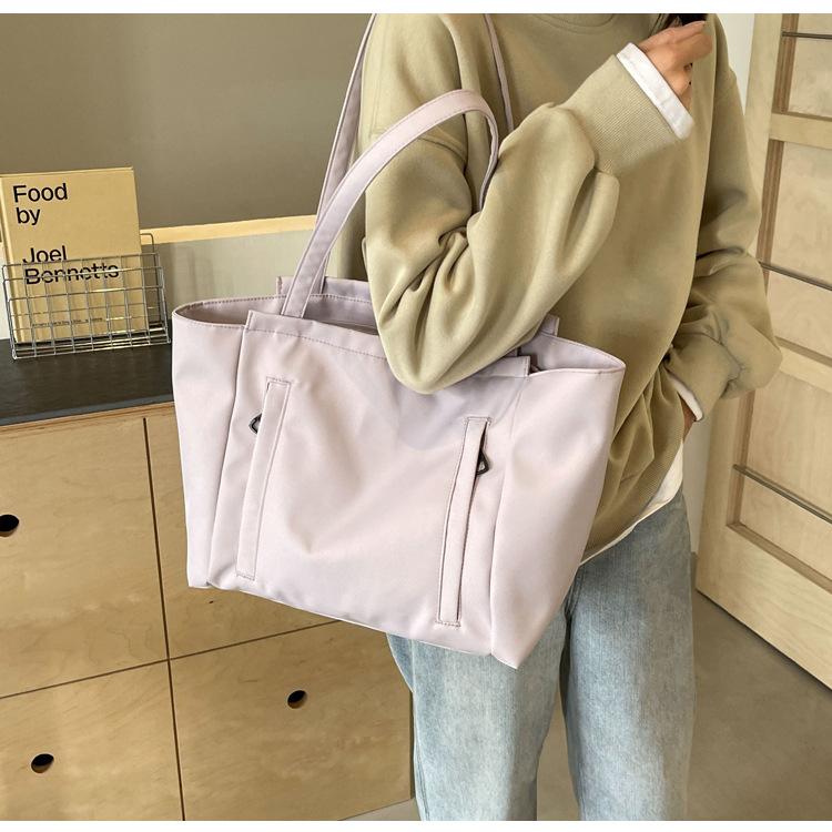 Casual Large-Capacity Bag Women'S Summer Fashion Simple Canvas Bag Commuter Shoulder Tote Bag Shopping Bag