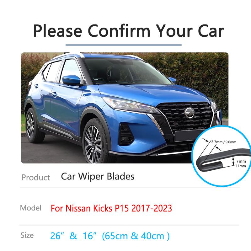 3x pentru Nissan Kicks P15 2017 ~ 2023 Set de lame de ștergător față spate perii fereastră parbriz parbriz UJ cârlig mașină