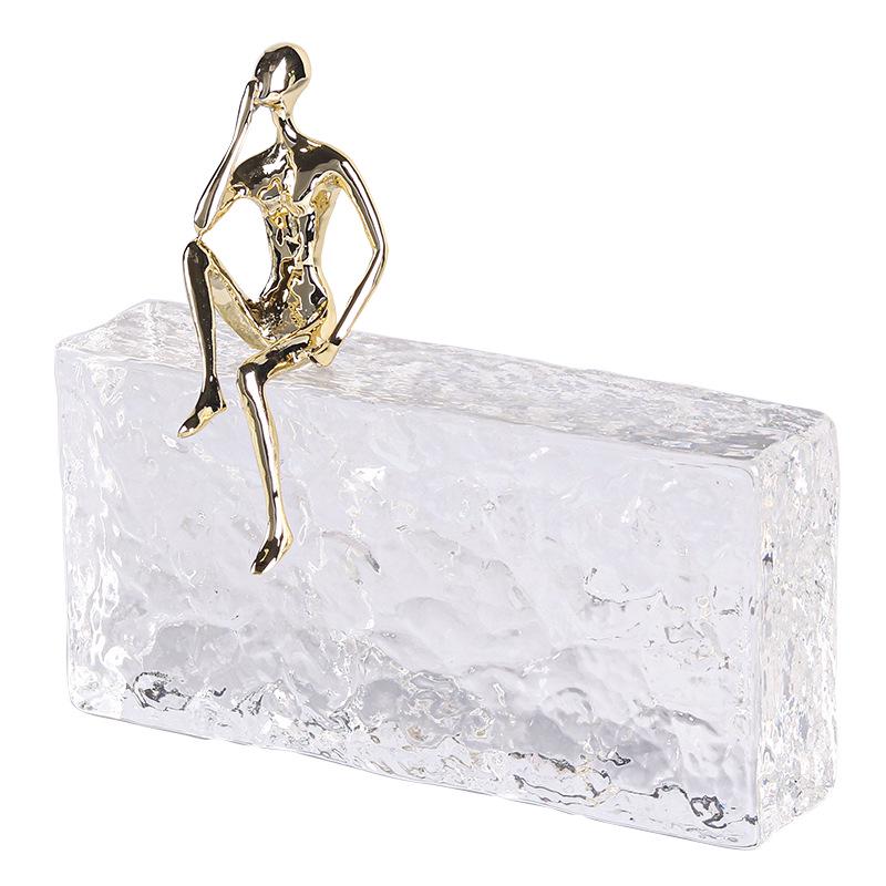 Luxury Crystal Sitting Figure Sculpture for Home Decor