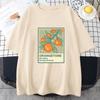 Orange Branch Print Classic TShirt  Unisex Kawaii Summer Tops Women Game Graphic Tees Harajuku Cartoon Funny Shirt Female
