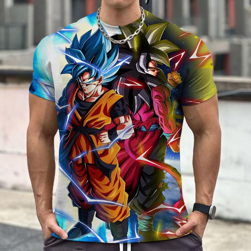2026 Summer Dragon Ball Retro Fitness T-shirt Men's Oversized 3D Printed Short-sleeved