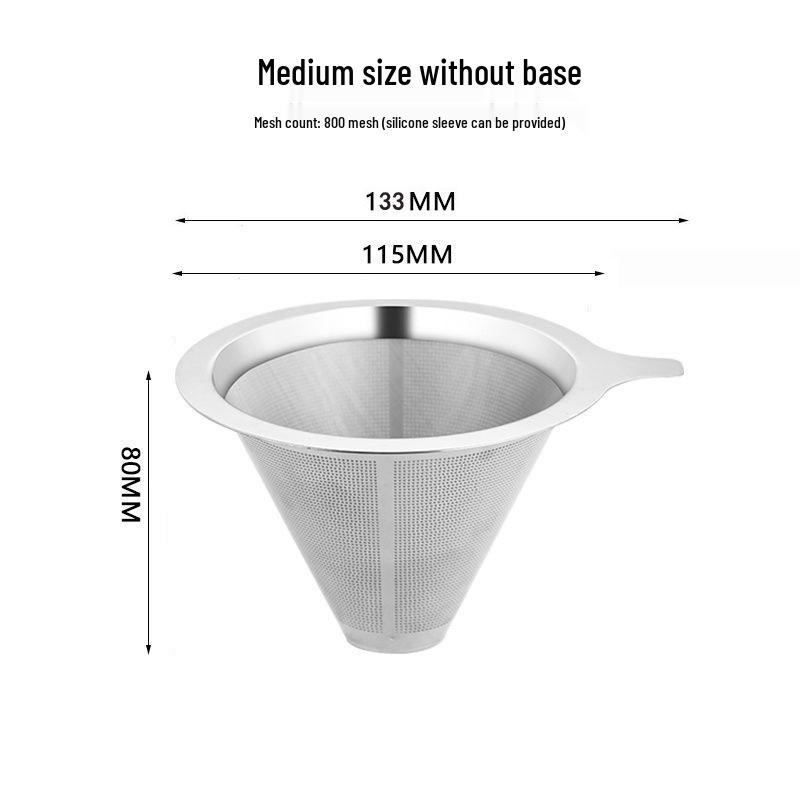 Dual-Layer 304 Stainless Steel Coffee Filter, Available in 300/600/800 Mesh, No Paper Needed for Hand Drip Brewing.