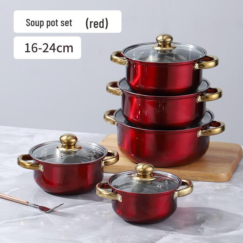 

Набор посуды из нержавеющей стали золотого цвета, 10 предметов: Многофункциональный набор кастрюль и сотейников в подарок