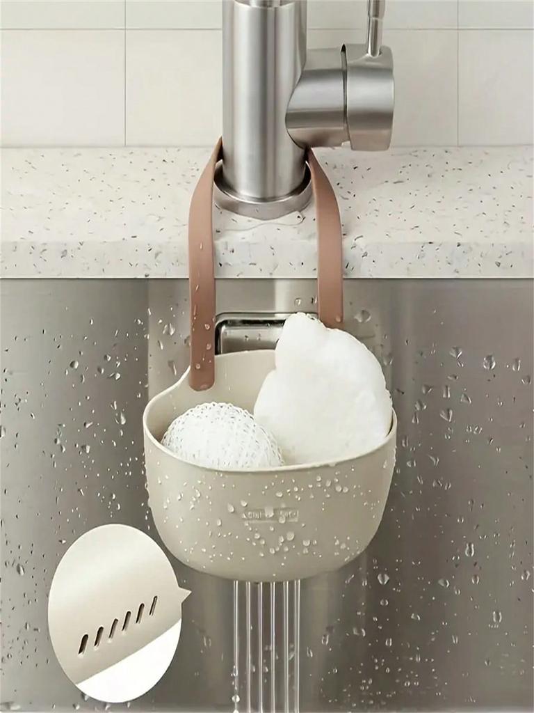 1Pcs Lightweight Plastic Kitchen Sink Storage Box with Drainage - Brush and Sponge Holder, Easy To Install, No Power Supply Required, Kitchen Sin