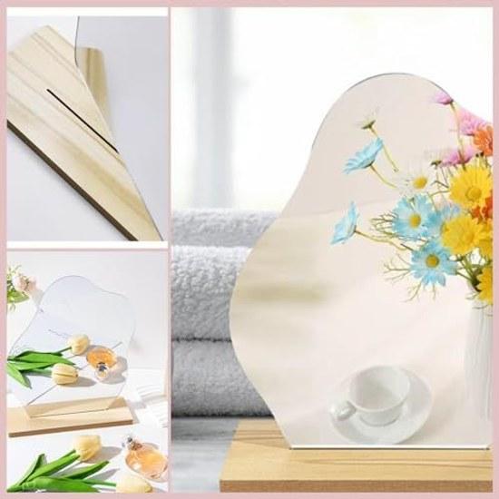 MagZen Wave Mirror Unbreakable Stand Scandinavian Design Makeup Stylish Interior Lightweight Safe (Cloud)