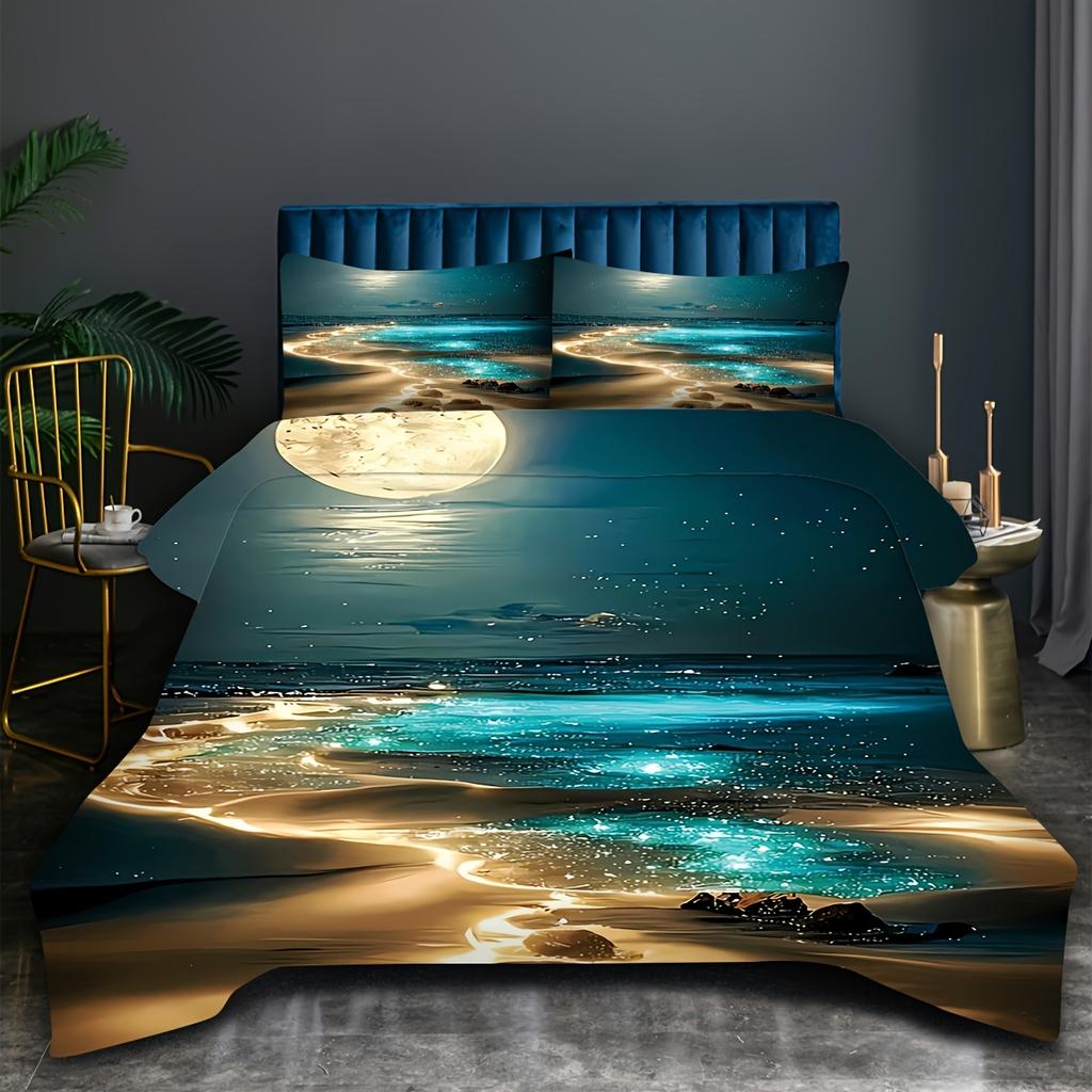 Comforter Beach Pattern Printed Bedding Set Soft Comfortable And Breathable +1/2 S Suitable For Bedroom Or Guest Room