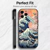 Japanese Ukiyo-e Waves Parinting Phone Case For iPhone17,16,15,14,13,12 Plus,Max Soft Silicone Black Cover