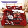 Football Player Red Print 3‑piece Bedding Set,  Duvet Cover+2 Pillowcases, Without Pillow Core or Comforter, Sport Fan Bedroom Decor