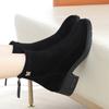 Dames Høst Vinter Nye Lave Hæler Komfortable Plysj Fløyel Mote Svart Semsket Korte Støvletter Glidelås Varme Snøstøvler