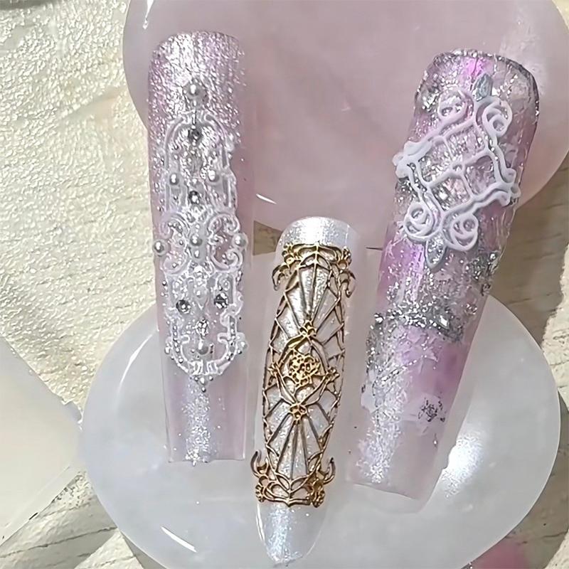 Molde de Uñas Silicona Patrón Retro Decoraciones para Uñas Estilo Barroco Diseño en Relieve Plantilla para Uñas Herramientas Estereoscópicas para Manicura