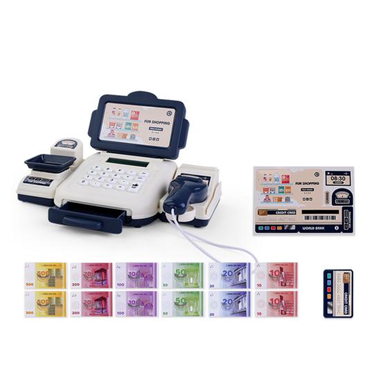 

Игрушки кассовый аппарат со сканером, калькулятором, обучающий набор игрушек кассового аппарата, портативные ролевые игры, игрушки для покупок для детей, интерактивное обучение синий