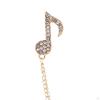 Music Note Brooch Jewelry Badge Decoration Elegant Suit Pin Simple Hanging Chain Rhinestone