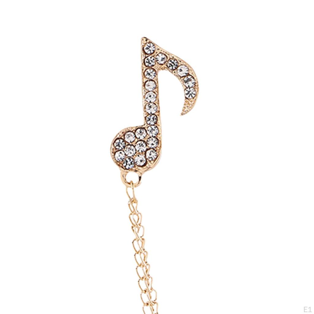 Music Note Brooch Jewelry Badge Decoration Elegant Suit Pin Simple Hanging Chain Rhinestone