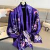Fashion Impression Big Shawl Involves Women'S Seda Scarf  Luxury Satin Bandana Hijab Turban Foulard Summer Beach Stoles