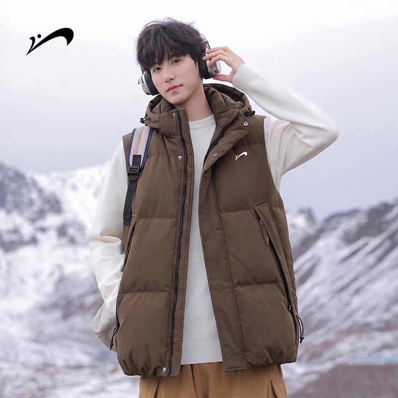 GuiRenNiao Men's Hooded Padded Sleeveless Vest